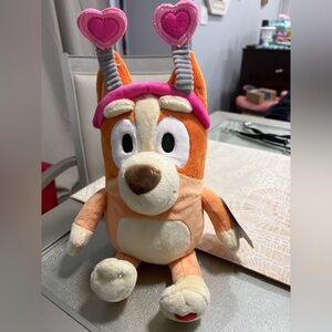 Bingo Plush Toy with Heart Antennae - Orange and Pink